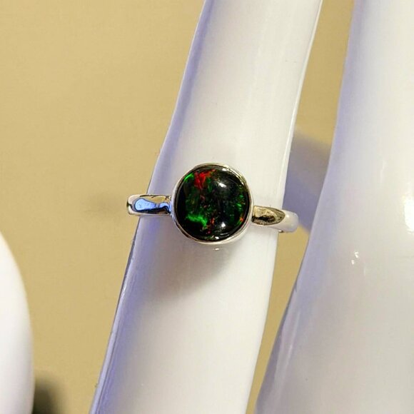 Sterling Silver Ethiopian Black Opal Ring | New | Size 6.5 | Holiday Gift Ready - Picture 2 of 4